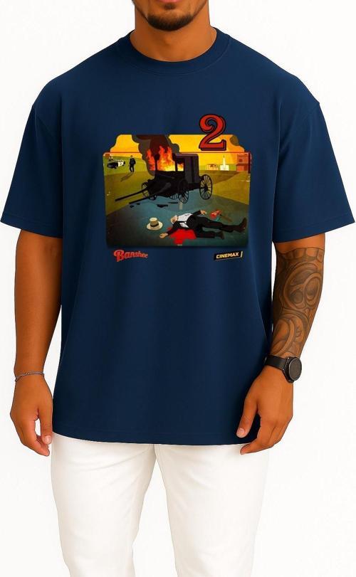 Oversize Banshee Series And Season Folder İcons, Banshee Göğüs Tasarımlı Unisex T-Shirt