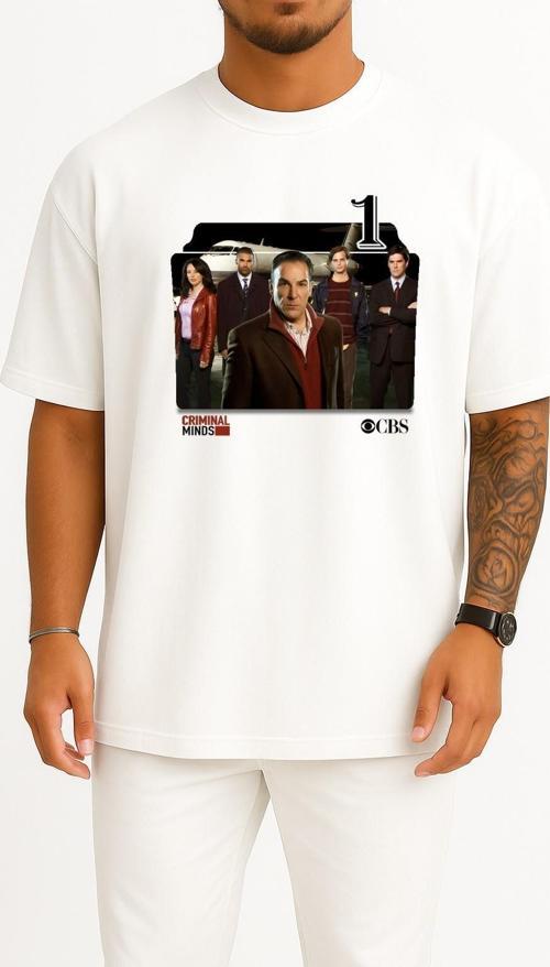 Oversize Criminal Minds Series And Season Folder İcons, Criminal Minds Göğüs Tasarımlı Unisex T-Shirt