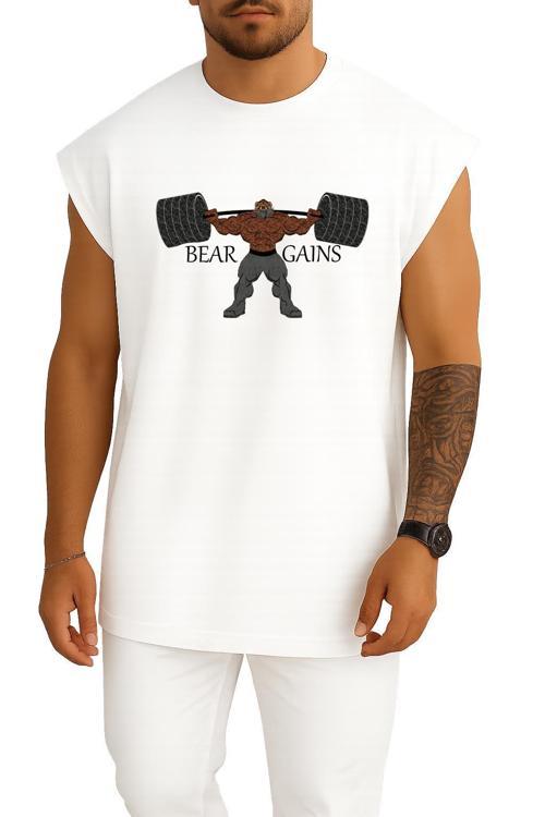 Oversize Bear Gains Göğüs Tasarımlı Atlet