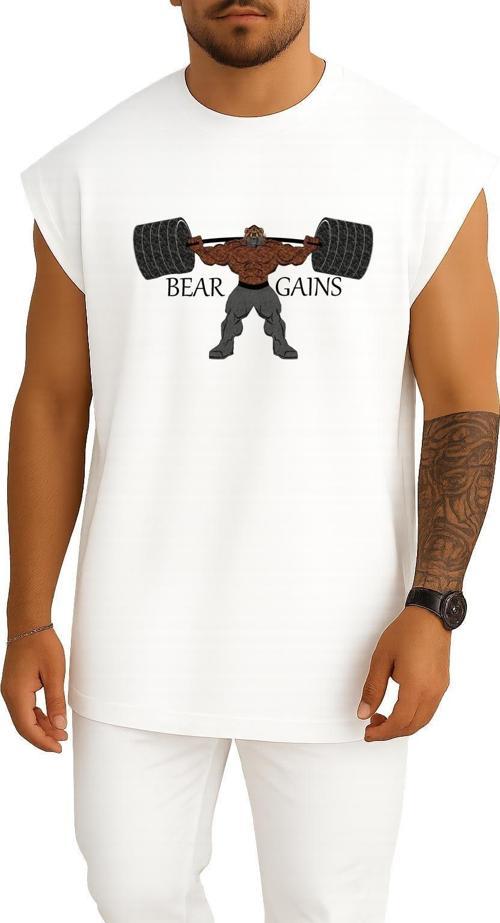 Oversize Bear Gains Göğüs Tasarımlı Atlet