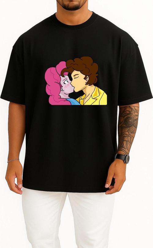 Oversize Cheese Sandwich Pinkie Pie, Real Sandwich Göğüs Tasarımlı Unisex T-Shirt