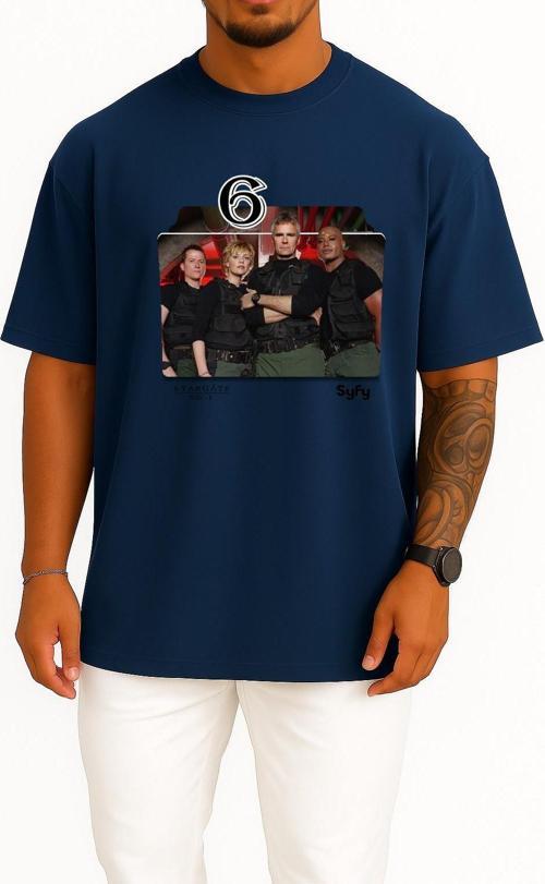 Oversize Stargate Sg 1 Series And Season Folder İcons, Stargate Göğüs Tasarımlı Unisex T-Shirt