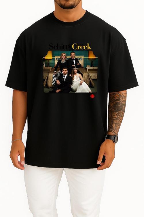 Oversize Schitt S Creek Series And Season Folder İcons, Schitt's Creek Göğüs Tasarımlı Unisex T-Shirt