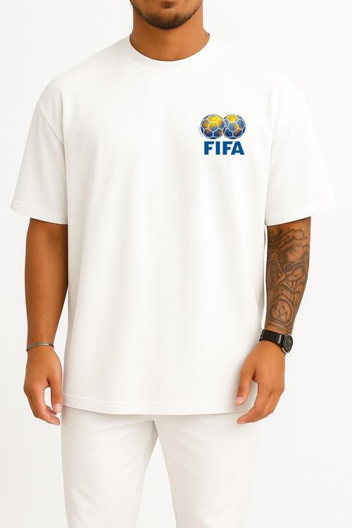 Oversize Dünya Kupası Cep Tasarımlı Unisex T-Shirt