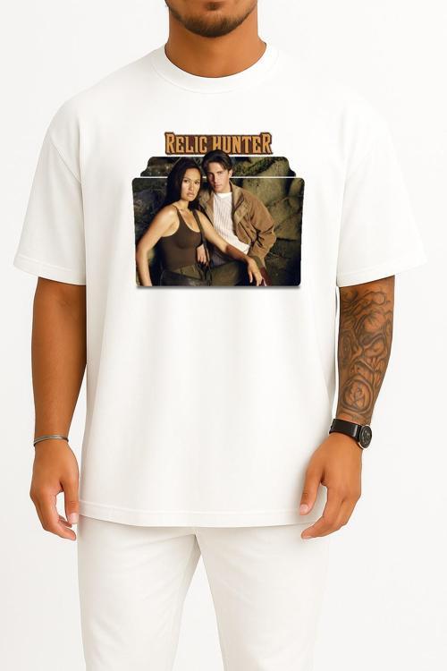Oversize Relic Hunter Series And Season Folder İcons, Relic Hunter Göğüs Tasarımlı Unisex T-Shirt