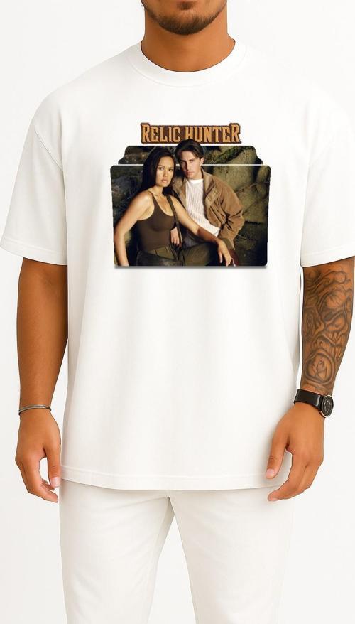 Oversize Relic Hunter Series And Season Folder İcons, Relic Hunter Göğüs Tasarımlı Unisex T-Shirt