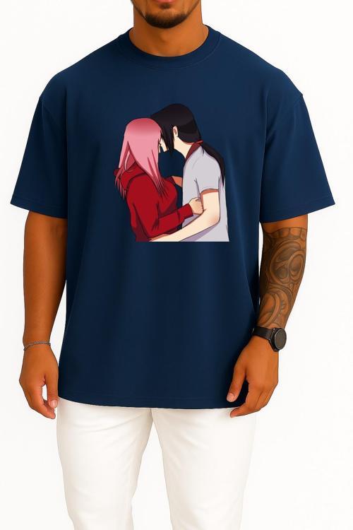 Oversize Sakura Haruno Itachi Uchiha Sasuke Uchiha Madara Uchiha Orochimaru Göğüs Tasarımlı Unisex T-Shirt
