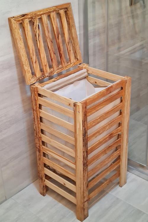 Masif Ahşap Çamaşır Kirli Sepeti Banyo Düzenleyici – Nİ21AHŞ010 - HYT C1-1-140