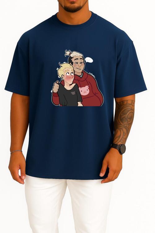 Oversize Thumb National Secondary School High School Göğüs Tasarımlı Unisex T-Shirt