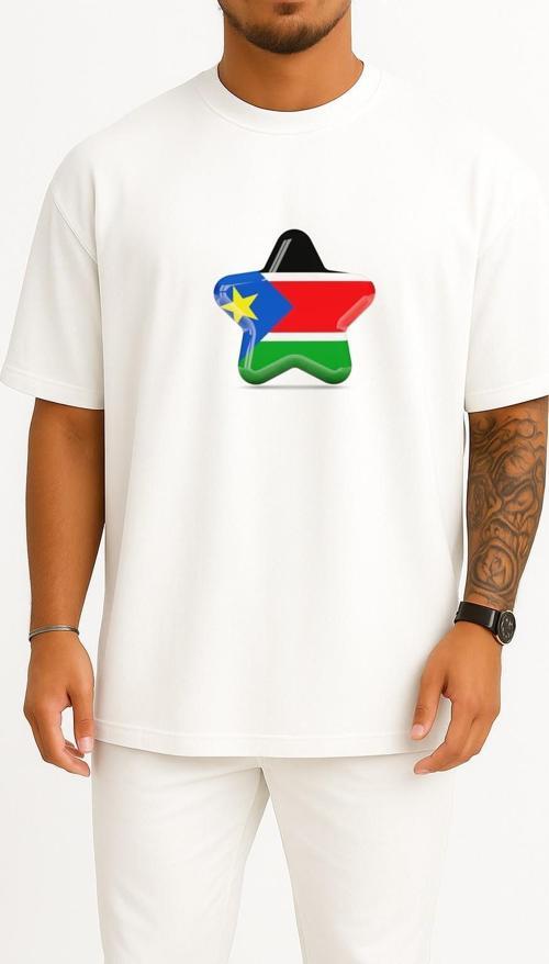 Oversize Flag Of South Sudan Göğüs Tasarımlı Unisex T-Shirt