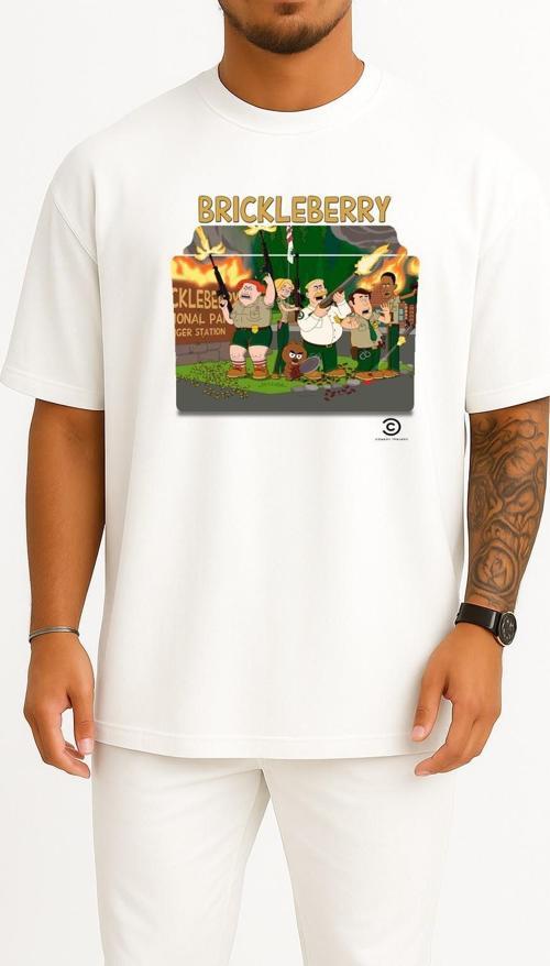 Oversize Brickleberry Series And Season Folder İcons, Brickleberry Göğüs Tasarımlı Unisex T-Shirt