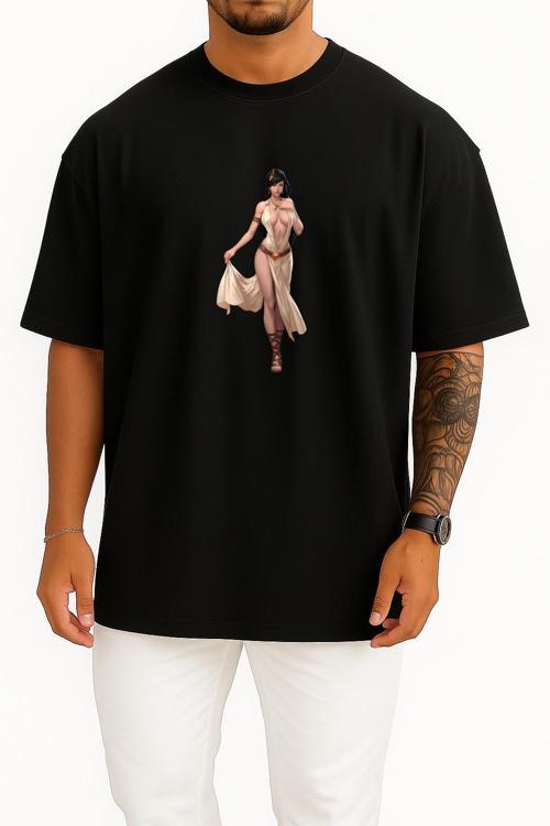 Oversize World Of Warcraft The Dark Eye Shadowrun Dungeons & Dragons Role-Playing Game Göğüs Tasarımlı Unisex T-Shirt