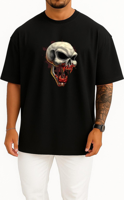 Oversize World Of Tanks World Of Skulls Calavera Wargaming Göğüs Tasarımlı Unisex T-Shirt