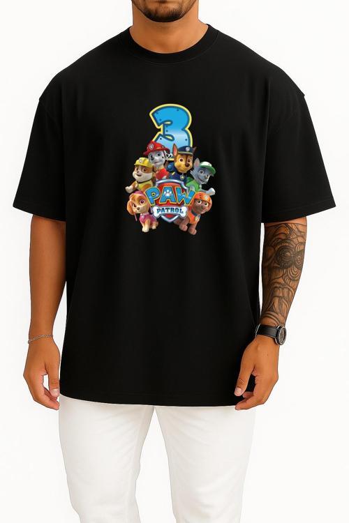 Oversize Paw Patrol, Birthday Party Mamablog Child Göğüs Tasarımlı Unisex T-Shirt