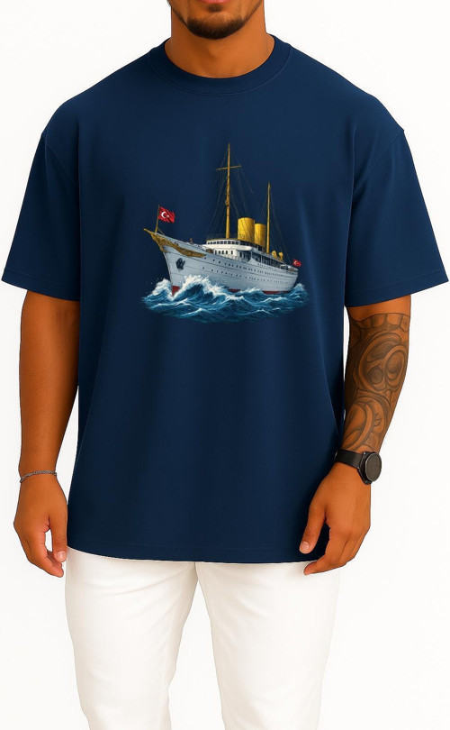 Oversize Tcg Savarona Göğüs Tasarımlı Unisex T-Shirt