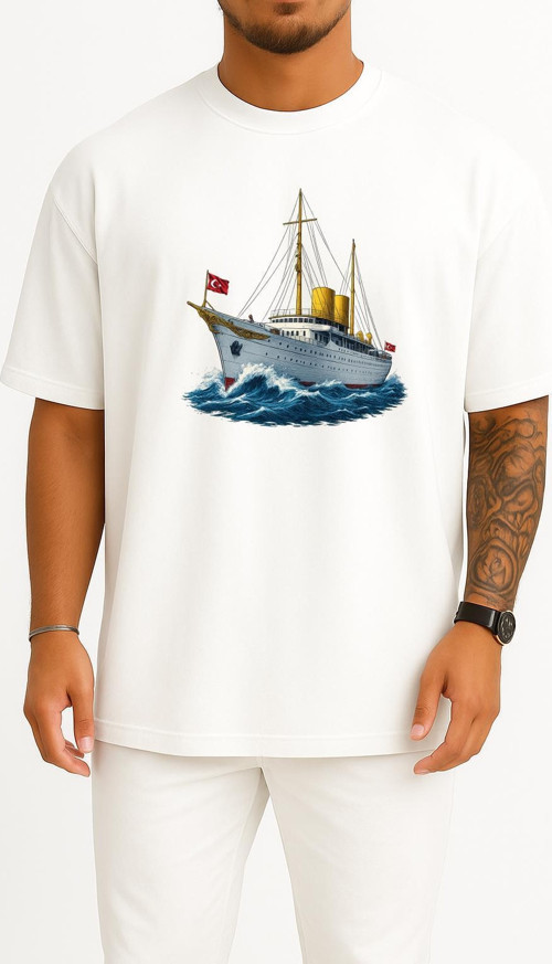Oversize Tcg Savarona Göğüs Tasarımlı Unisex T-Shirt