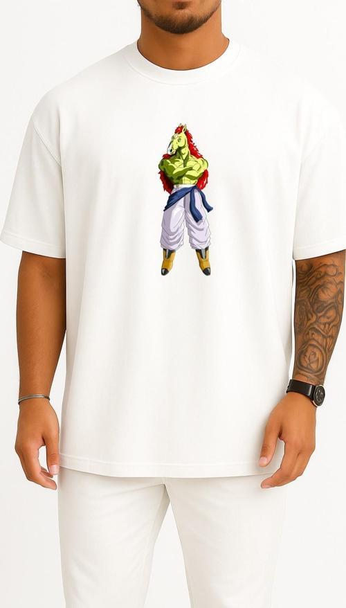 Oversize Bojack Goku Cell Vegeta Bulma Göğüs Tasarımlı Unisex T-Shirt