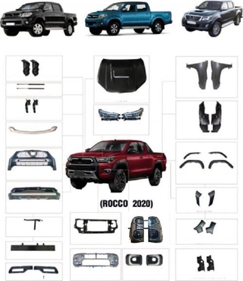Toyota Hılux Vigo (2004-2015) Arası Uyumlu Yeni Kasa Dönüşüm 2021 Rocco Body Kit/Full Set