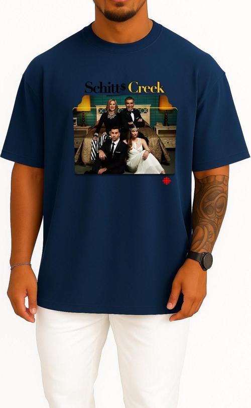Oversize Schitt S Creek Series And Season Folder İcons, Schitt's Creek Göğüs Tasarımlı Unisex T-Shirt