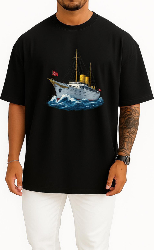 Oversize Tcg Savarona Göğüs Tasarımlı Unisex T-Shirt