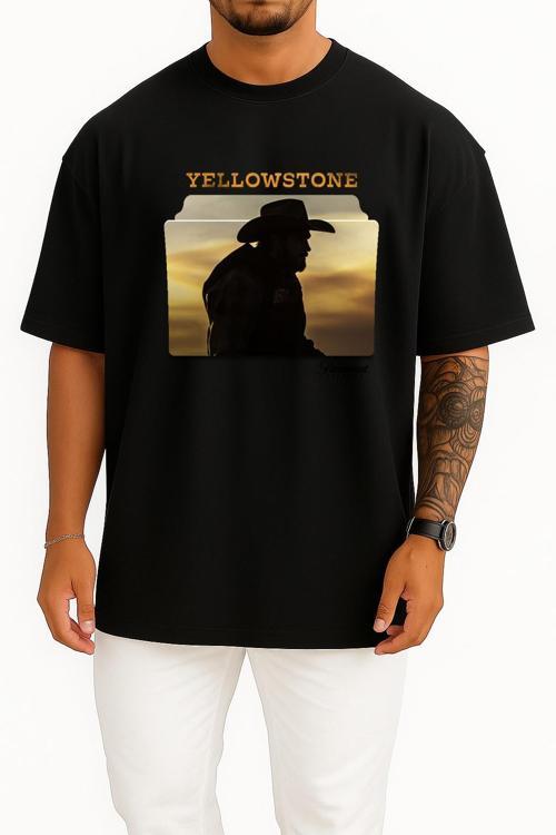 Oversize Yellowstone Yabancı Dizi Göğüs Tasarımlı Unisex T-Shirt