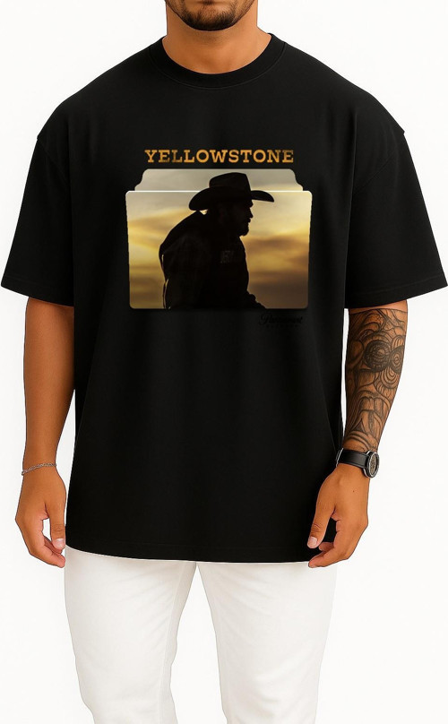 Oversize Yellowstone Yabancı Dizi Göğüs Tasarımlı Unisex T-Shirt