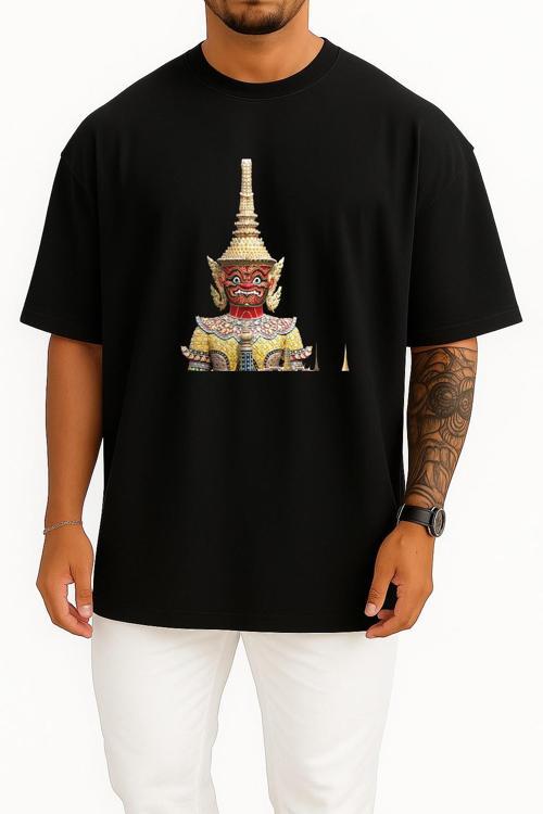 Oversize Golden Buddha Great Buddha Of Thailand Buddha Göğüs Tasarımlı Unisex T-Shirt