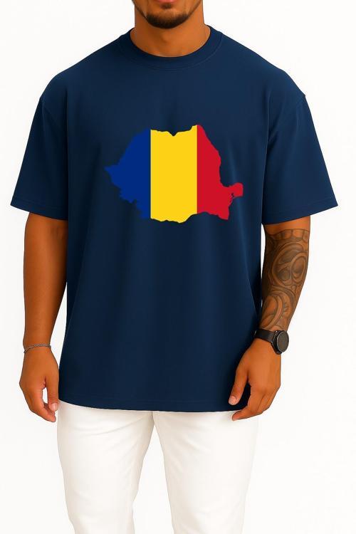 Oversize Socialist Republic Of Romania Flag Of Romania Göğüs Tasarımlı Unisex T-Shirt
