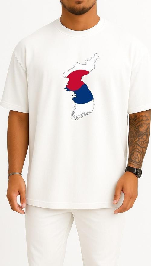 Oversize South Korea Göğüs Tasarımlı Unisex T-Shirt