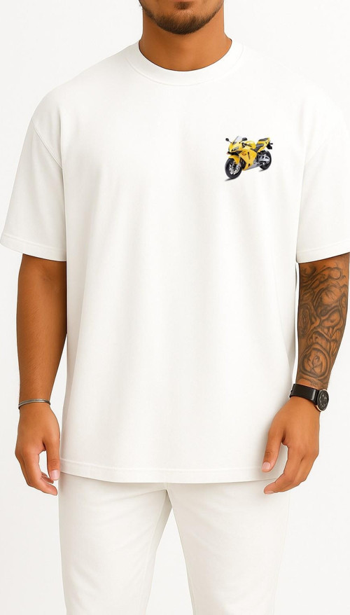 Oversize Yellow Honda Cbr Sportbike, Honda Cbr250r Cbr300r Cep Tasarımlı Unisex T-Shirt