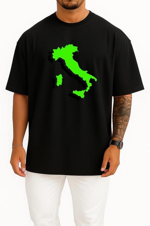 Oversize Italy Erasmus Student Network Göğüs Tasarımlı Unisex T-Shirt