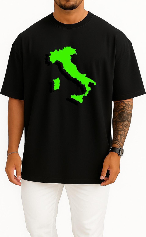 Oversize Italy Erasmus Student Network Göğüs Tasarımlı Unisex T-Shirt