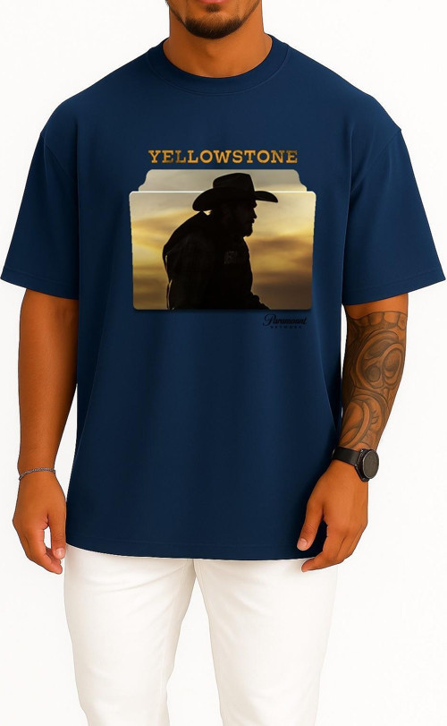 Oversize Yellowstone Yabancı Dizi Göğüs Tasarımlı Unisex T-Shirt