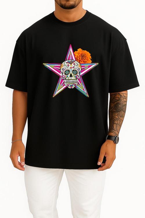 Oversize Calavera Day Of The Dead The Gangster Of Love Death Göğüs Tasarımlı Unisex T-Shirt