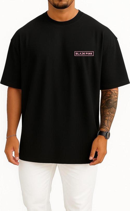 Oversize Blackpink Logo Pink, Artist Cep Tasarımlı Unisex T-Shirt