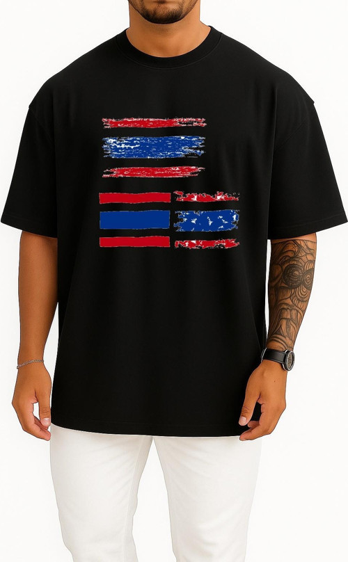 Oversize Flag Of Thailand Creative Design Göğüs Tasarımlı Unisex T-Shirt