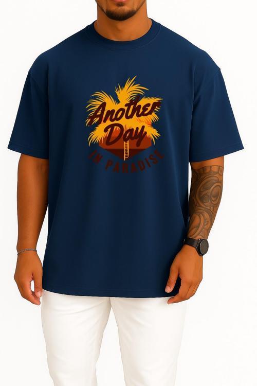 Oversize Başka Zaman Belki Cennette Karşılarışırız Göğüs Tasarımlı Unisex T-Shirt