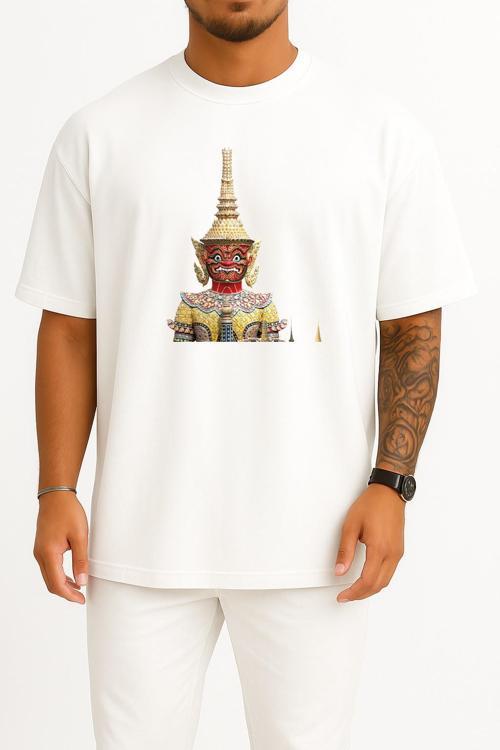 Oversize Golden Buddha Great Buddha Of Thailand Buddha Göğüs Tasarımlı Unisex T-Shirt