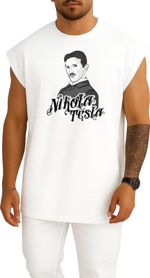 Oversize Nikola Tesla, Nikolas, Tesla, Energy Göğüs Tasarımlı Atlet