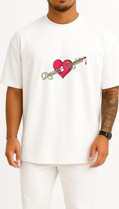 Oversize Red Velvet Russian Roulette The Velvet Album K-Pop Göğüs Tasarımlı Unisex T-Shirt