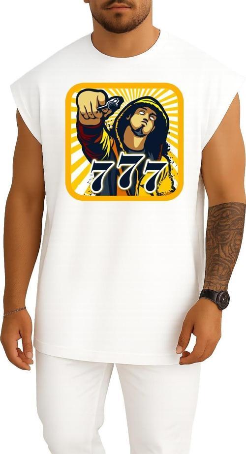 Oversize 777 Sayılar Graffiti Göğüs Tasarımlı Atlet