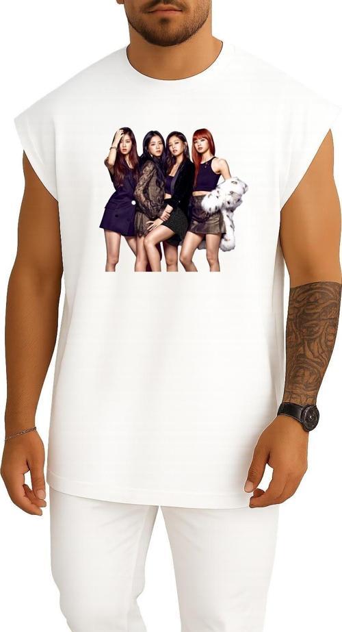 Oversize Blackpınk Magazine Gq K-Pop Elle Göğüs Tasarımlı Atlet