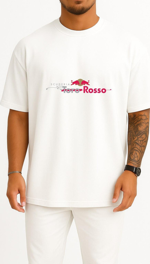 Oversize Scuderia Toro Rosso Göğüs Tasarımlı Unisex T-Shirt