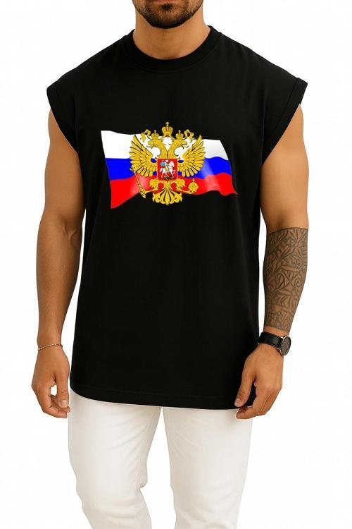 Oversize Coat Of Arms Of Russia Flag Russia Day Göğüs Tasarımlı Atlet