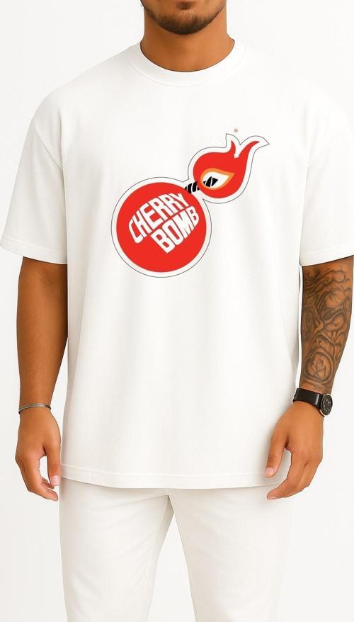Oversize Exhaust System Car Cherry Bomb Glasspack Muffler Göğüs Tasarımlı Unisex T-Shirt