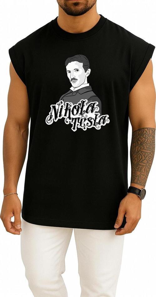 Oversize Nikola Tesla, Nikolas, Tesla, Energy Göğüs Tasarımlı Atlet