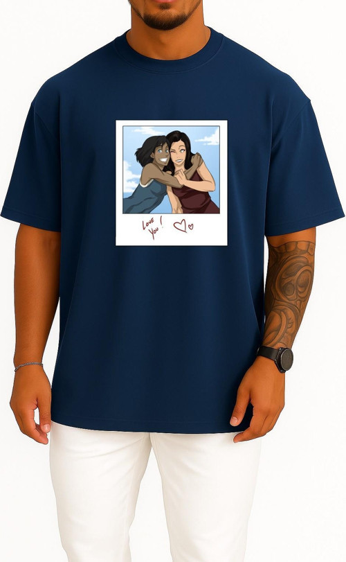 Oversize Korra Asami Sato Feeling Happiness Human Behavior Göğüs Tasarımlı Unisex T-Shirt