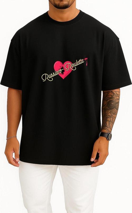 Oversize Red Velvet Russian Roulette The Velvet Album K-Pop Göğüs Tasarımlı Unisex T-Shirt