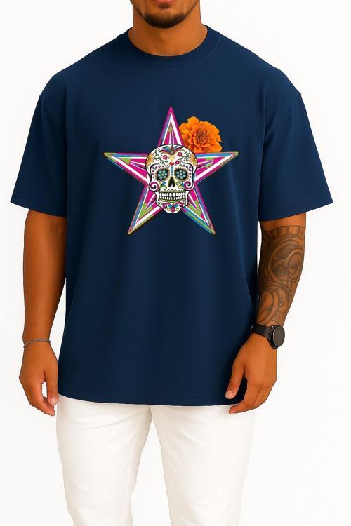 Oversize Calavera Day Of The Dead The Gangster Of Love Death Göğüs Tasarımlı Unisex T-Shirt