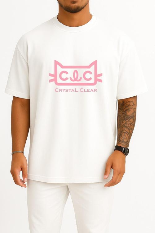 Oversize Clc K-Pop Logo Crystal Clear Göğüs Tasarımlı Unisex T-Shirt